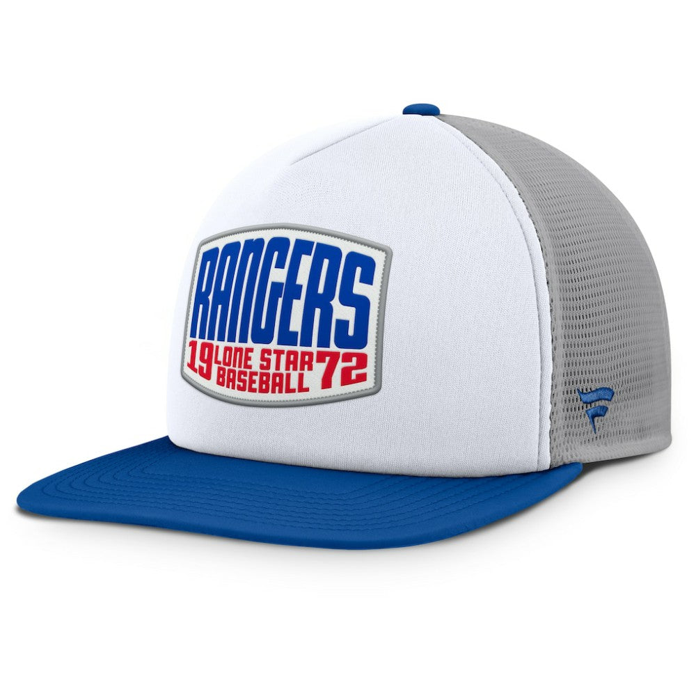Texas Rangers Cranked Foam Front Patch Trucker Adjustable Hat Gray/White