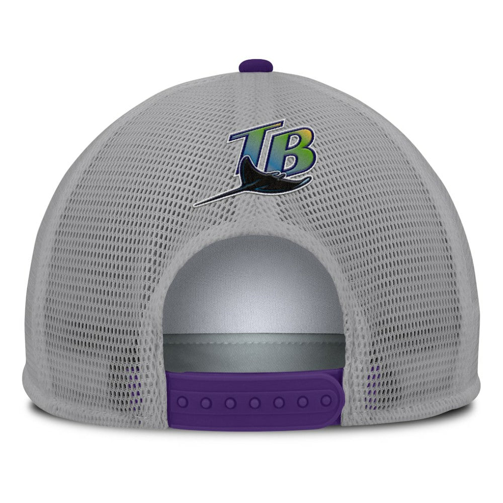 Tampa Bay Rays Cranked Foam Front Patch Trucker Adjustable Hat Gray/White