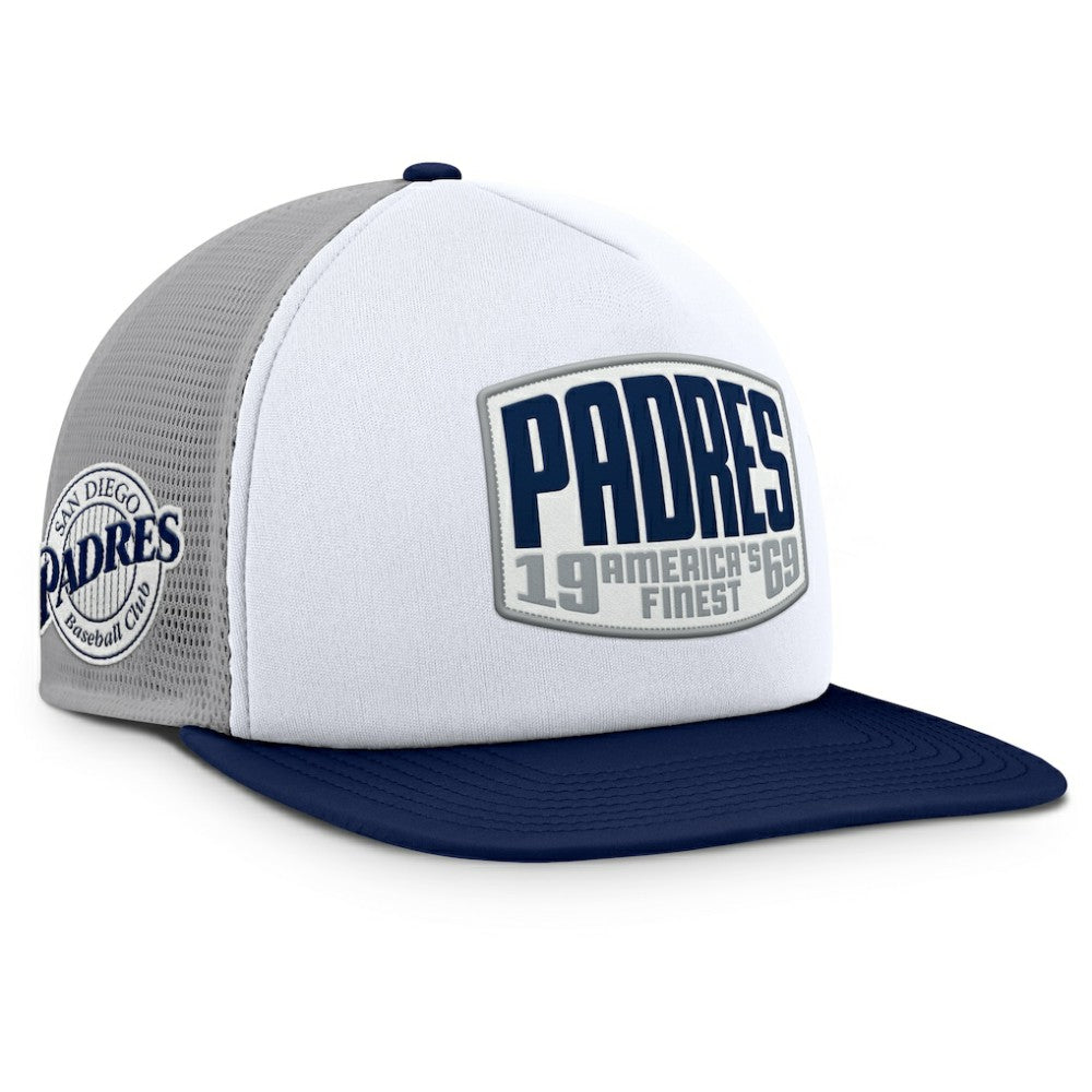 San Diego Padres Cranked Foam Front Patch Trucker Adjustable Hat Gray/White