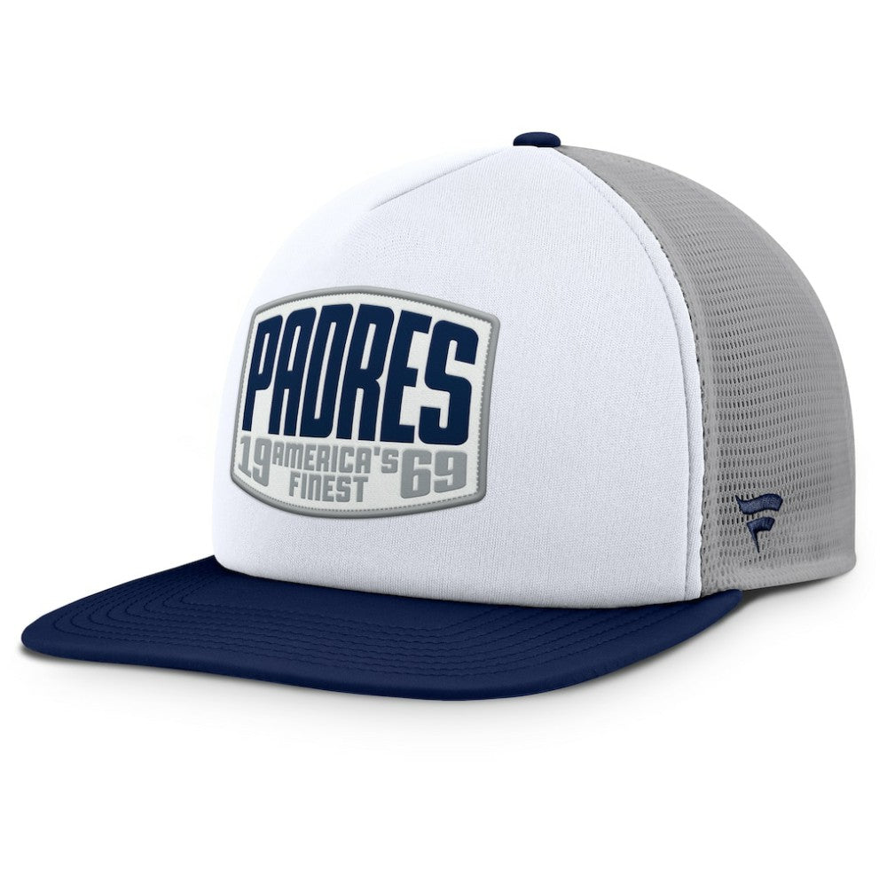San Diego Padres Cranked Foam Front Patch Trucker Adjustable Hat Gray/White