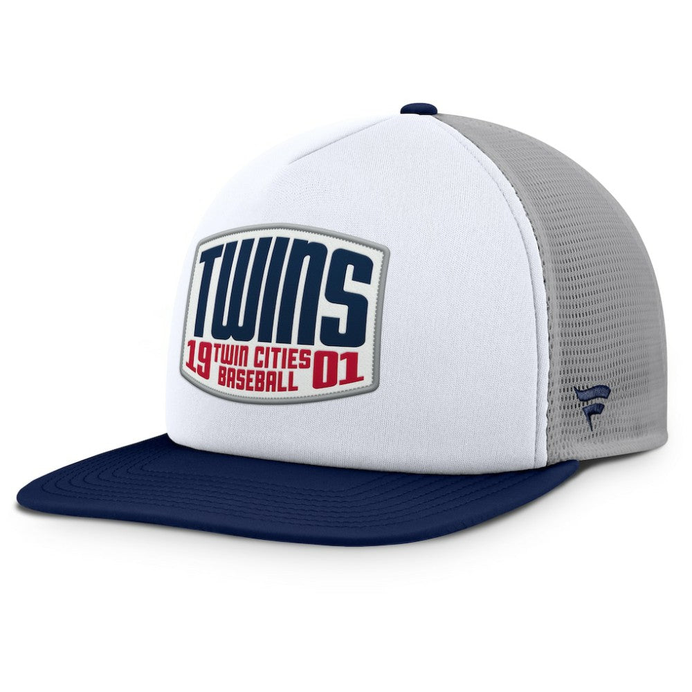 Minnesota Twins Cranked Foam Front Patch Trucker Adjustable Hat Gray/White