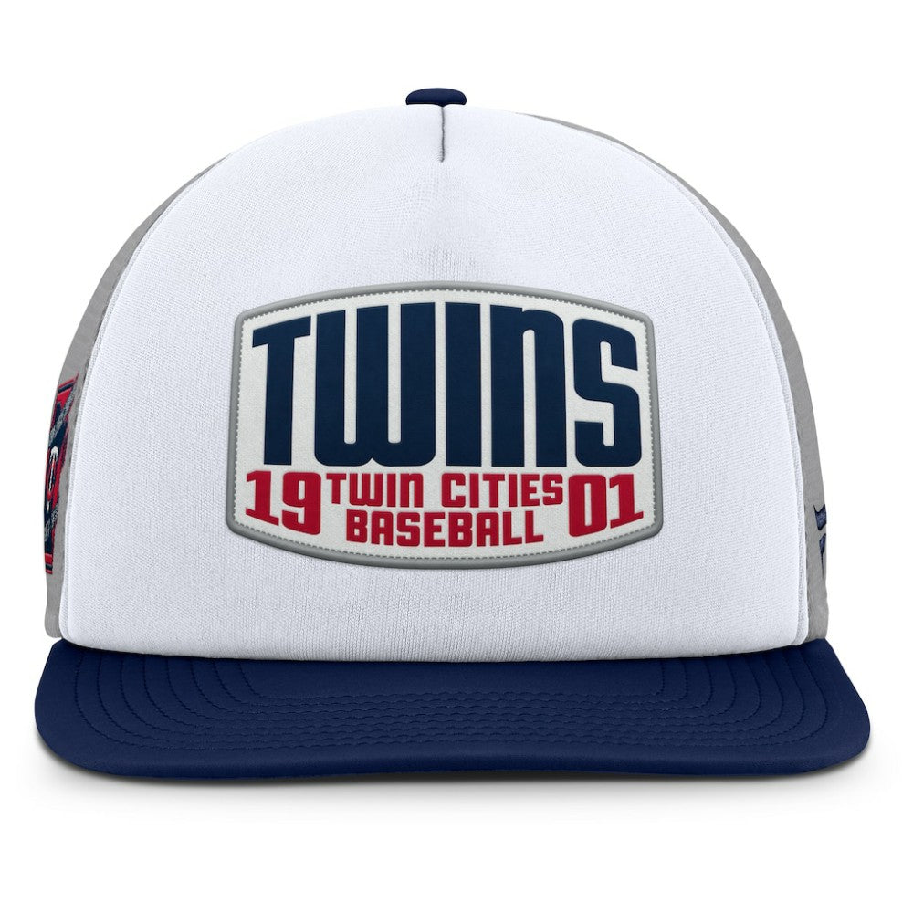 Minnesota Twins Cranked Foam Front Patch Trucker Adjustable Hat Gray/White