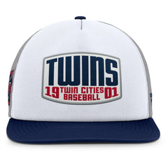 Minnesota Twins Cranked Foam Front Patch Trucker Adjustable Hat Gray/White