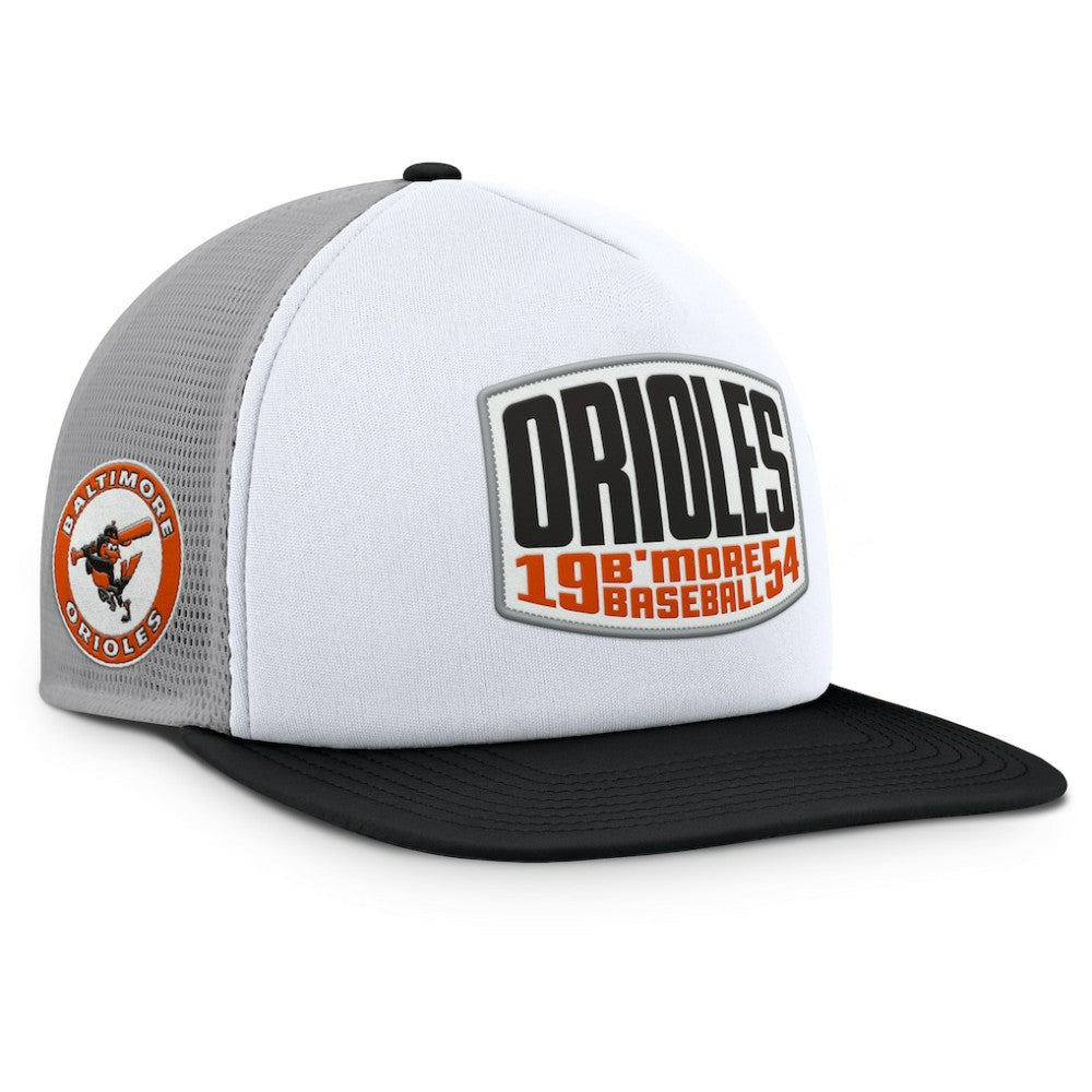 Baltimore Orioles Cranked Foam Front Patch Trucker Adjustable Hat Gray/White
