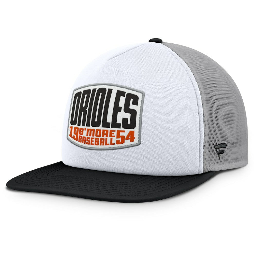 Baltimore Orioles Cranked Foam Front Patch Trucker Adjustable Hat Gray/White