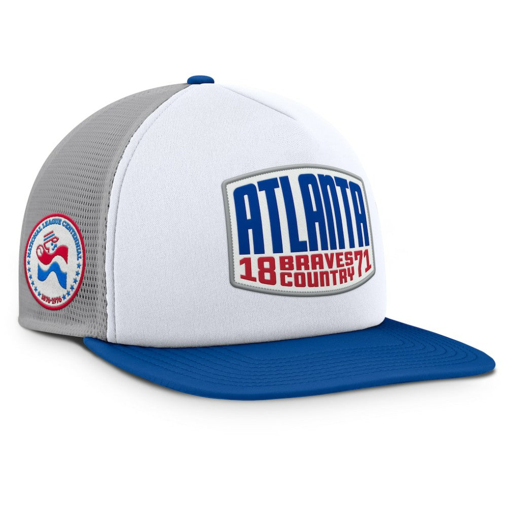 Atlanta Braves Cranked Foam Front Patch Trucker Adjustable Hat Gray/White
