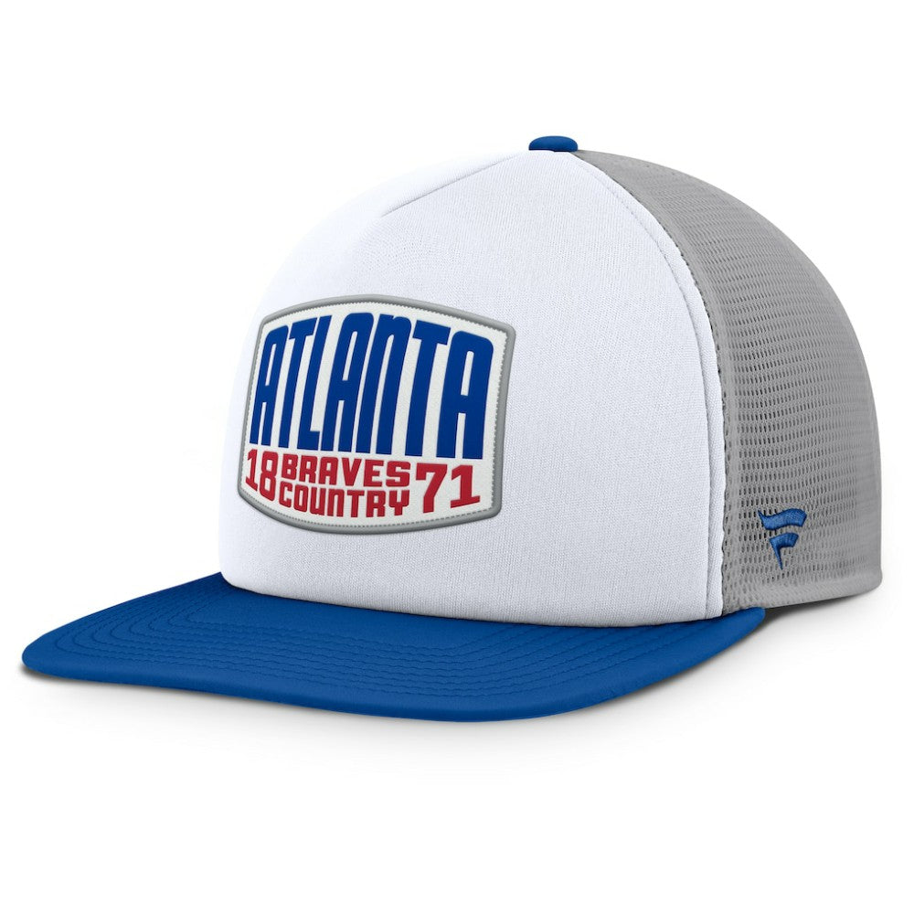 Atlanta Braves Cranked Foam Front Patch Trucker Adjustable Hat Gray/White