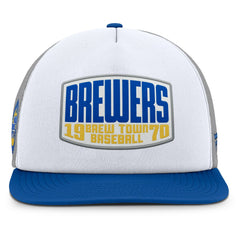 Milwaukee Brewers Cranked Foam Front Patch Trucker Adjustable Hat Gray/White