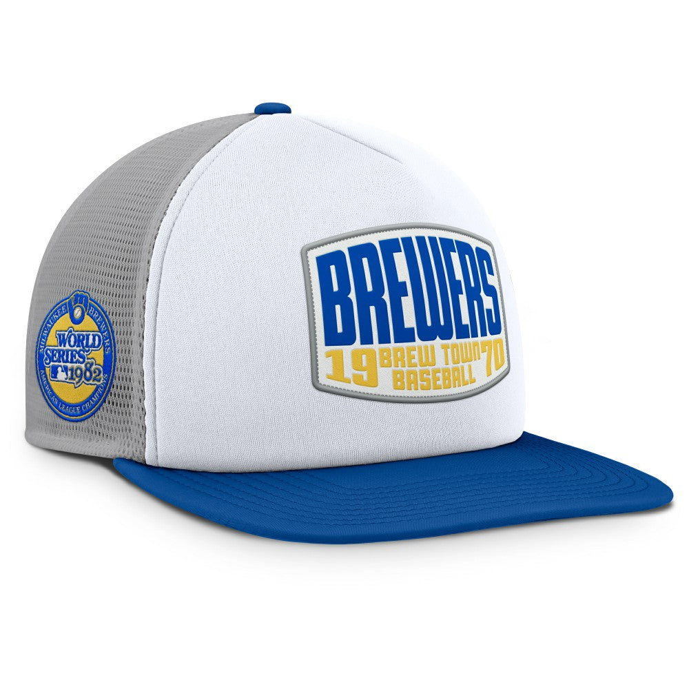 Milwaukee Brewers Cranked Foam Front Patch Trucker Adjustable Hat Gray/White