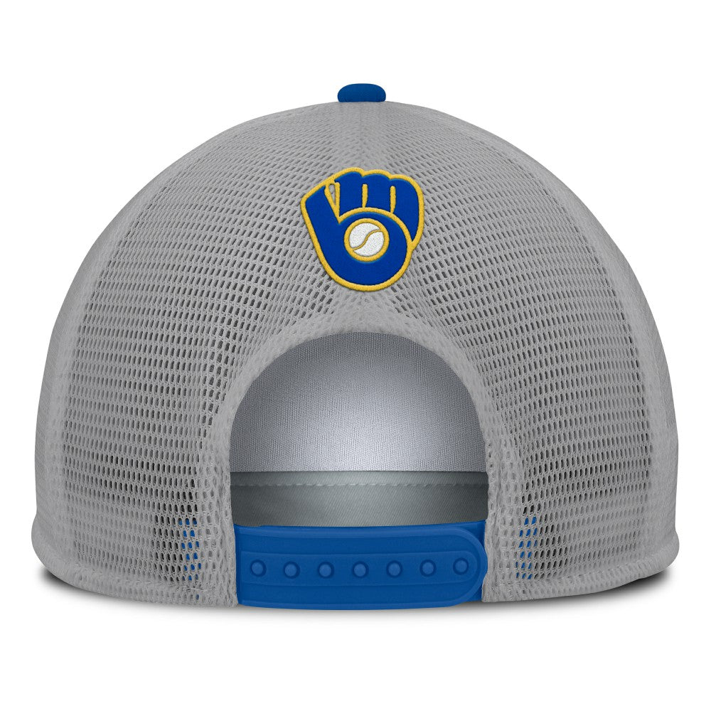 Milwaukee Brewers Cranked Foam Front Patch Trucker Adjustable Hat Gray/White