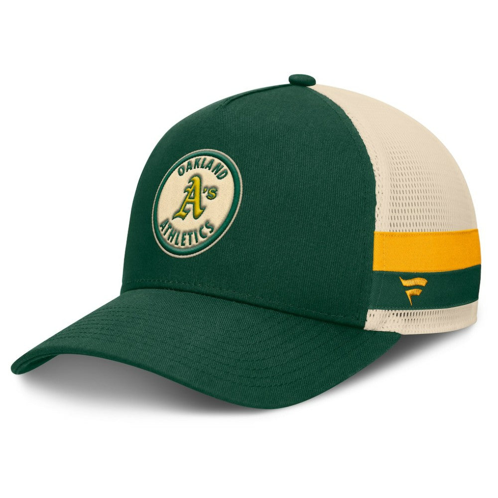 Athletics Inherited Side Stripe Trucker Adjustable Hat Green/Natural