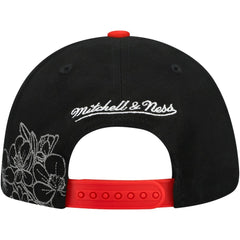 Chicago Blackhawks Mitchell & Ness May Flowers Pro Crown Adjustable Hat - Black/Red Hats
