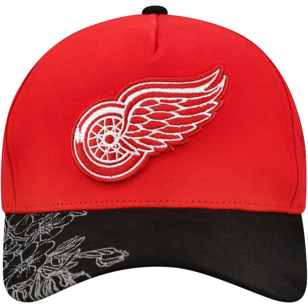 Detroit Red Wings Mitchell & Ness May Flowers Pro Crown Adjustable Hat - Red/Black Hats