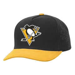 Pittsburgh Penguins Mitchell & Ness May Flowers Pro Crown Adjustable Hat - Black/Gold Hats