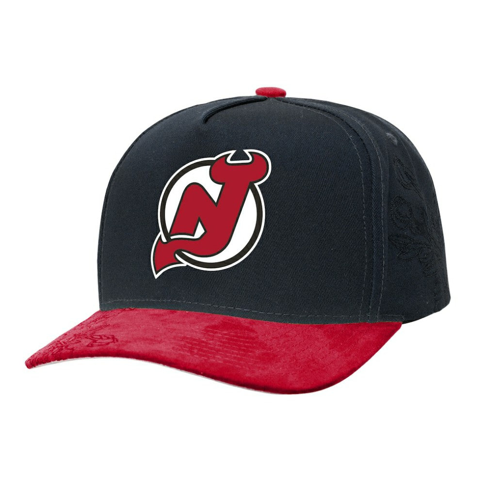 New Jersey Devils Mitchell & Ness May Flowers Pro Crown Adjustable Hat - Black/Red Jerseys