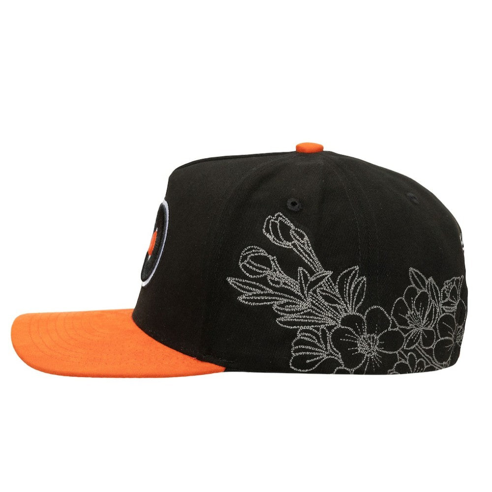 Philadelphia Flyers Mitchell & Ness May Flowers Pro Crown Adjustable Hat - Black/Orange Hats