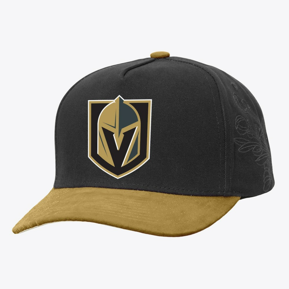 Vegas Golden Knights Mitchell & Ness May Flowers Pro Crown Adjustable Hat - Black/Gold Hats