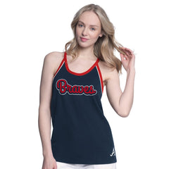 Atlanta Braves G-III 4Her by Carl Banks Women's Curveball Racerback Tank Top Navy