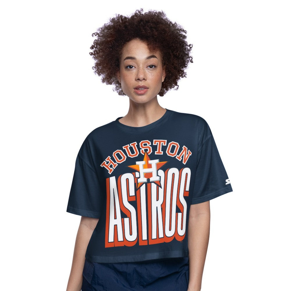 Houston Astros Starter Women's Play the Ball Boxy Cropped T-Shirt Navy