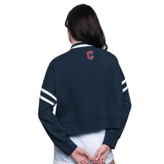 Cleveland Guardians Starter Women's Power Play Cropped Pullover Sweatshirt Navy