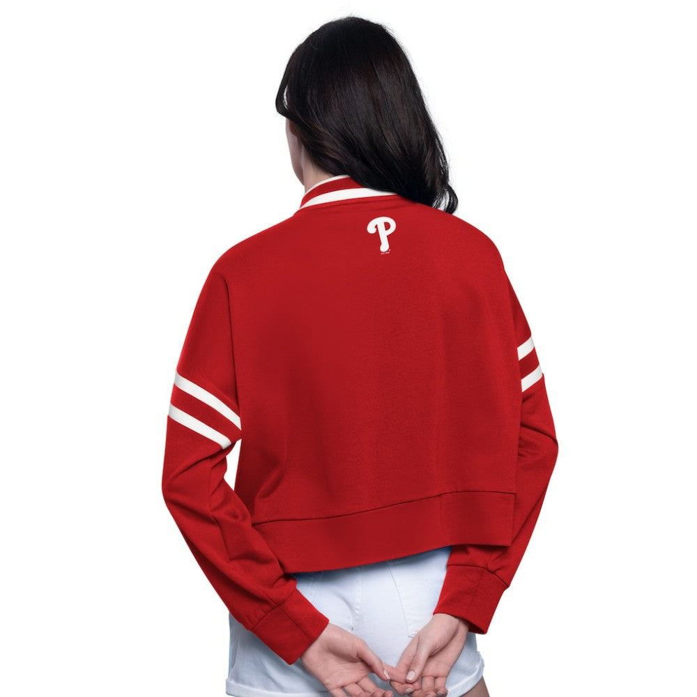 Philadelphia Phillies Starter Women's Power Play Cropped Pullover Sweatshirt Red