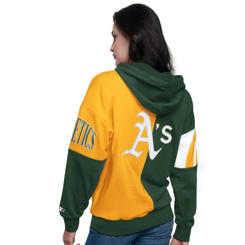 Athletics Starter Women's Curve Ball Full Zip Hoodie Sweatshirt Green/Gold