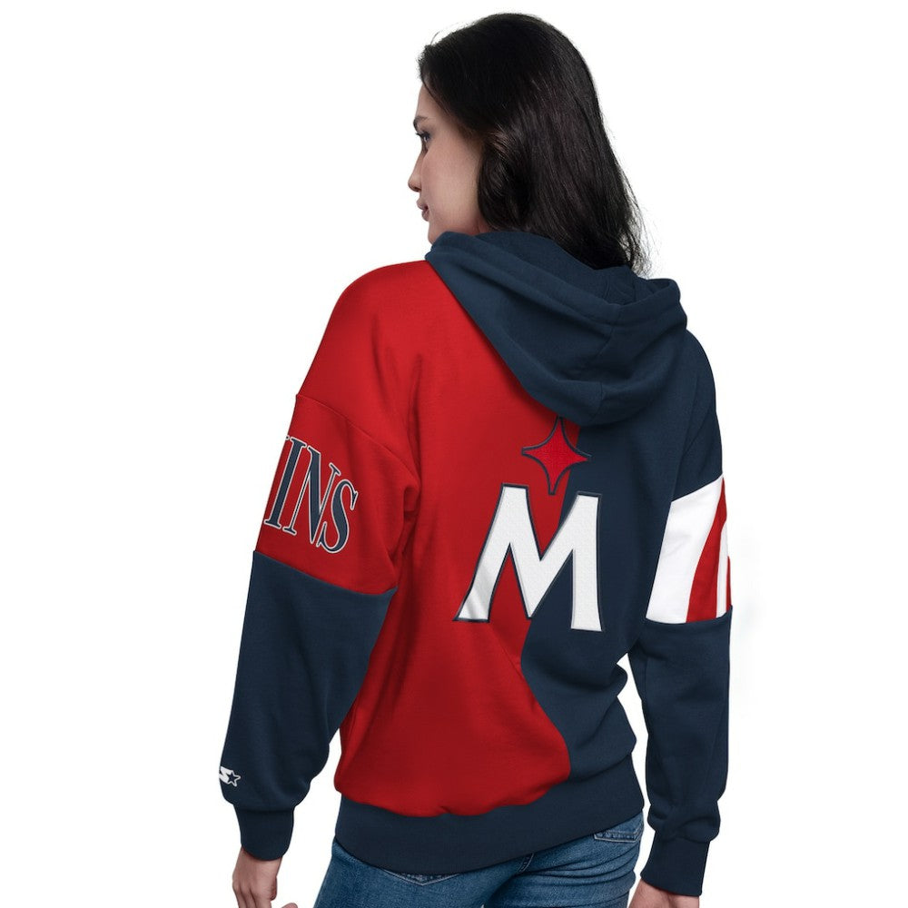 Minnesota Twins Starter Women's Curve Ball Full Zip Hoodie Sweatshirt Navy/Red