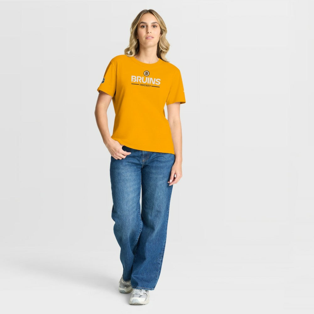 Boston Bruins Fanatics Women's Authentic Pro Primary T-Shirt - Gold T-shirts