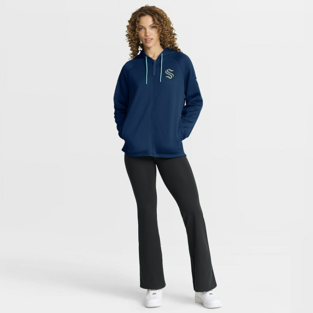 Seattle Kraken Fanatics Women's Authentic Pro Rink Raglan Full-Zip Hoodie - Deep Sea Blue Hoodies