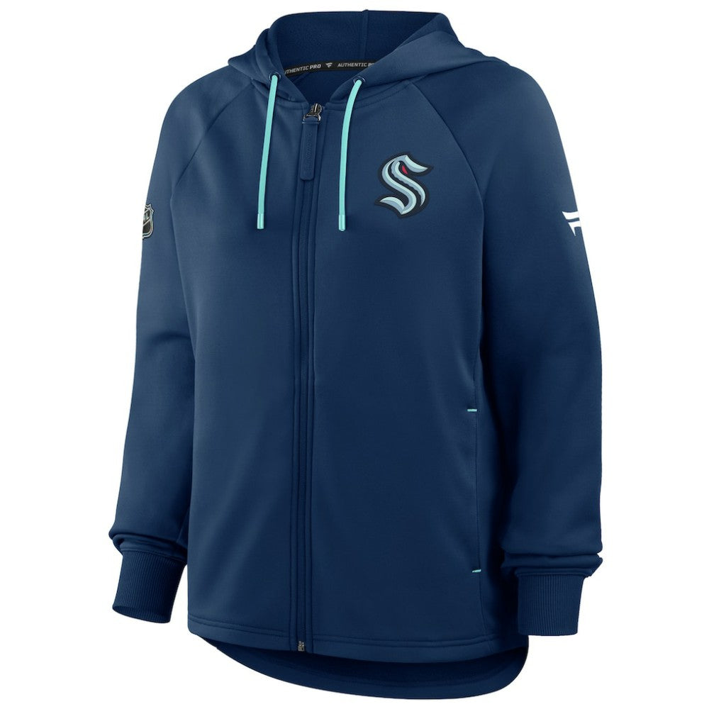Seattle Kraken Fanatics Women's Authentic Pro Rink Raglan Full-Zip Hoodie - Deep Sea Blue Hoodies