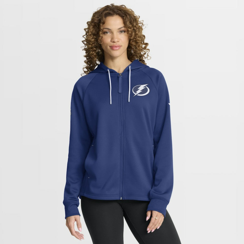 Tampa Bay Lightning Fanatics Women's Authentic Pro Rink Raglan Full-Zip Hoodie - Blue Hoodies
