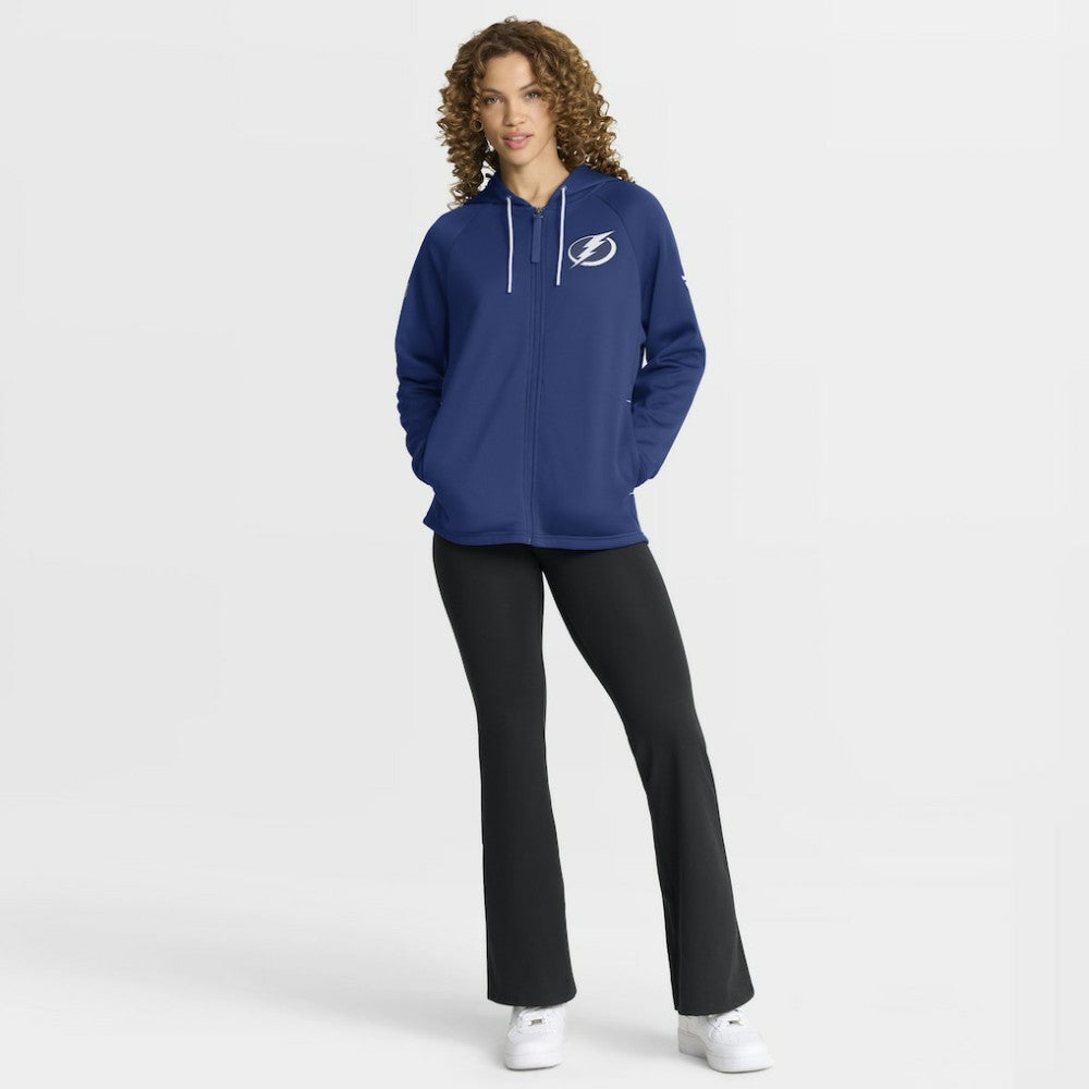 Tampa Bay Lightning Fanatics Women's Authentic Pro Rink Raglan Full-Zip Hoodie - Blue Hoodies