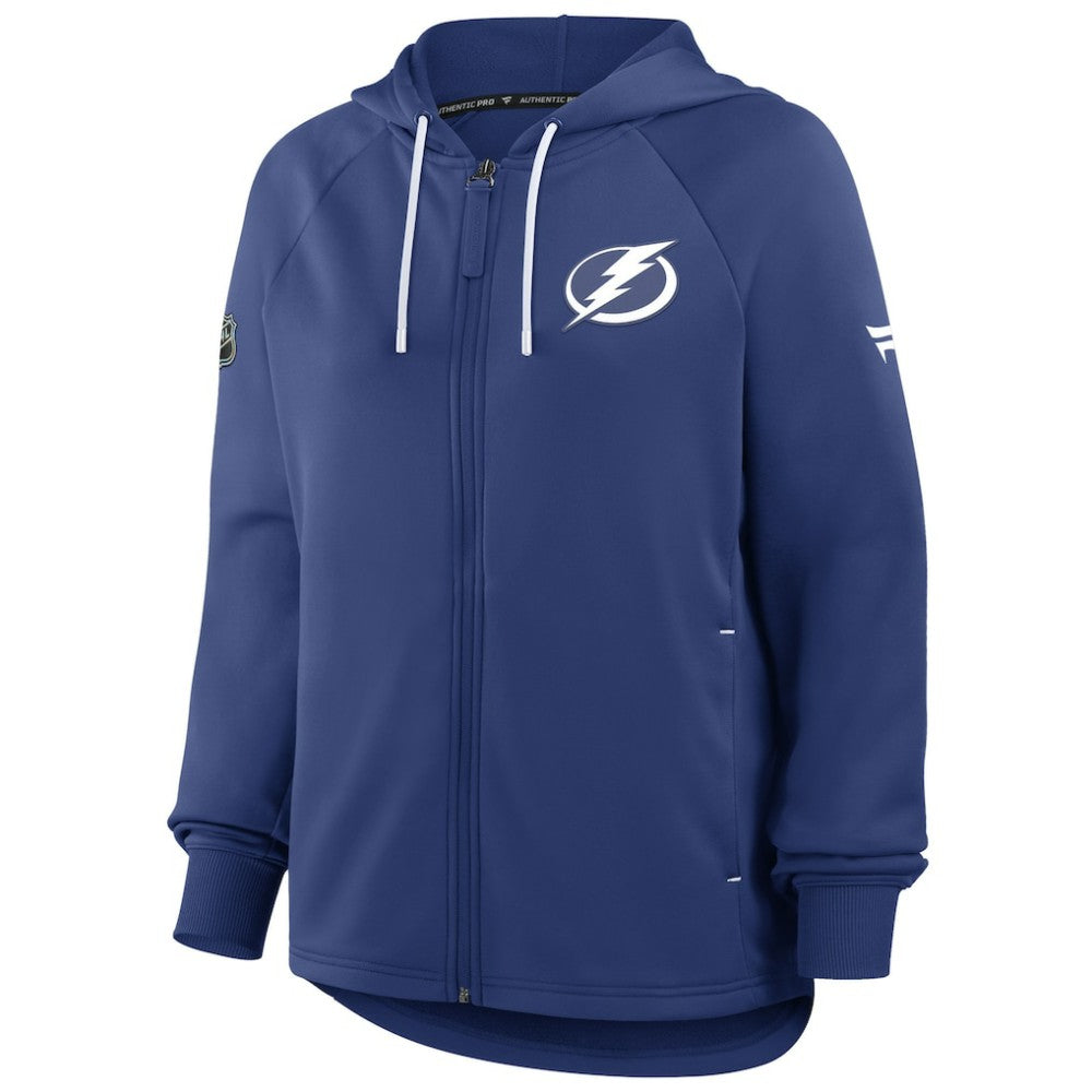 Tampa Bay Lightning Fanatics Women's Authentic Pro Rink Raglan Full-Zip Hoodie - Blue Hoodies