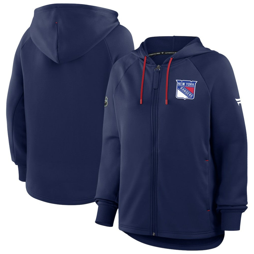 New York Rangers Fanatics Women's Authentic Pro Rink Raglan Full-Zip Hoodie - Navy Hoodies