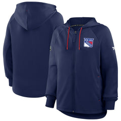 New York Rangers Fanatics Women's Authentic Pro Rink Raglan Full-Zip Hoodie - Navy Hoodies