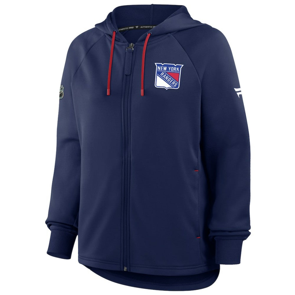 New York Rangers Fanatics Women's Authentic Pro Rink Raglan Full-Zip Hoodie - Navy Hoodies