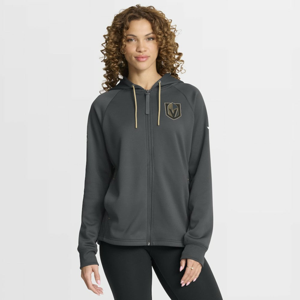 Vegas Golden Knights Fanatics Women's Authentic Pro Rink Raglan Full-Zip Hoodie - Black Hoodies