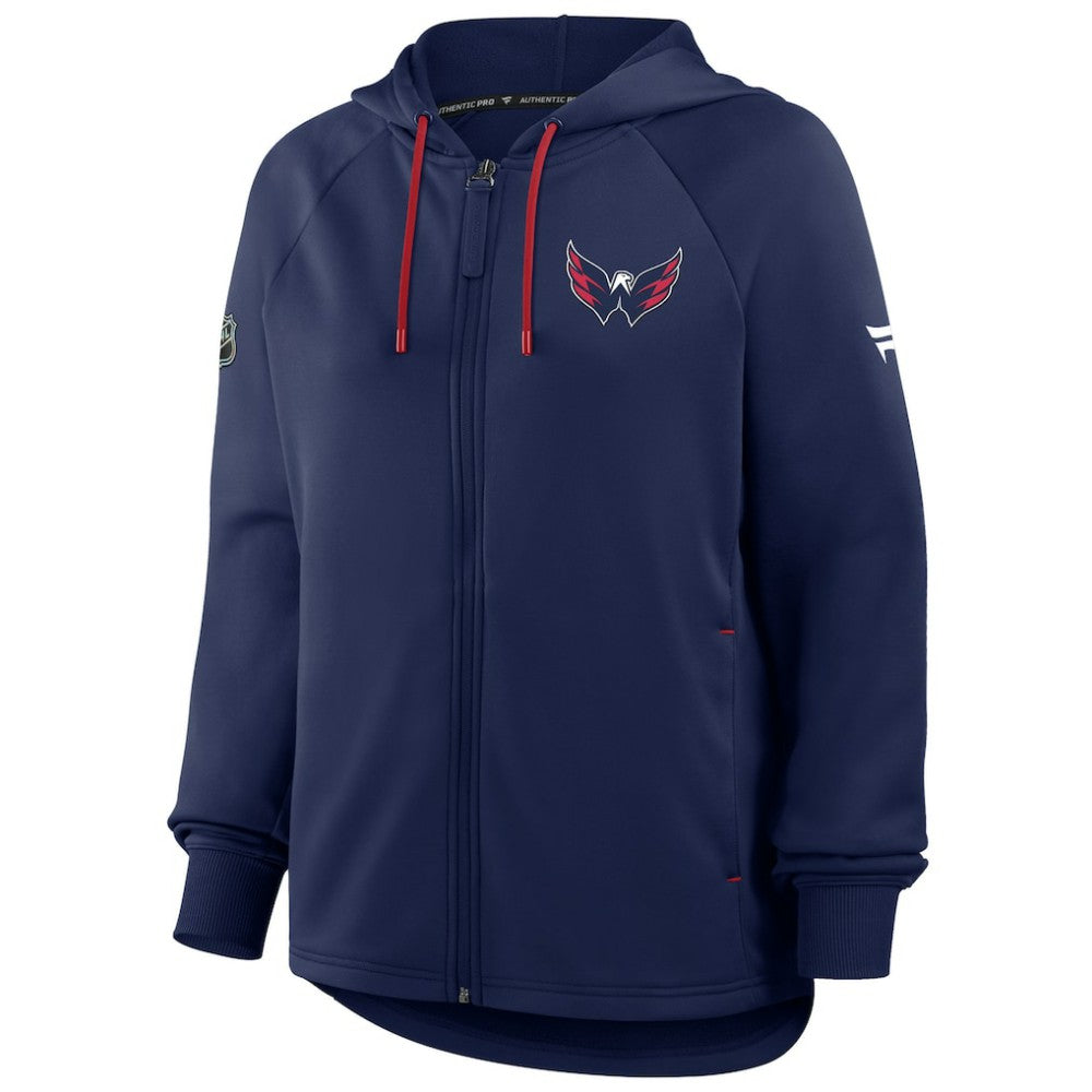 Washington Capitals Fanatics Women's Authentic Pro Rink Raglan Full-Zip Hoodie - Navy Hoodies