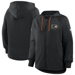 Philadelphia Flyers Fanatics Women's Authentic Pro Rink Raglan Full-Zip Hoodie - Black Hoodies