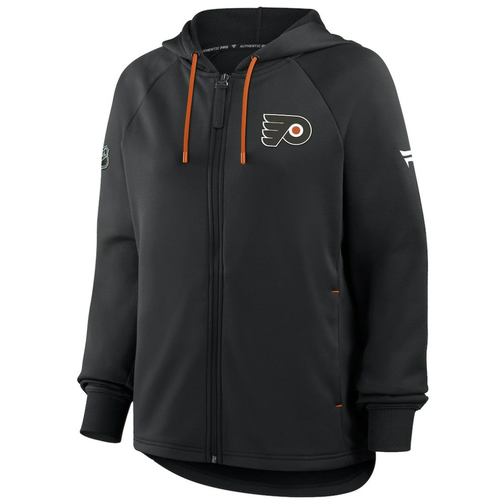 Philadelphia Flyers Fanatics Women's Authentic Pro Rink Raglan Full-Zip Hoodie - Black Hoodies