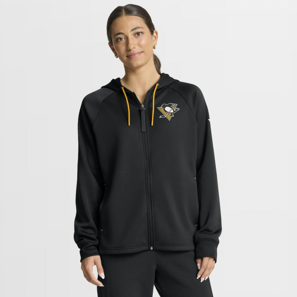 Pittsburgh Penguins Fanatics Women's Authentic Pro Rink Raglan Full-Zip Hoodie - Black Hoodies