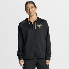 Pittsburgh Penguins Fanatics Women's Authentic Pro Rink Raglan Full-Zip Hoodie - Black Hoodies