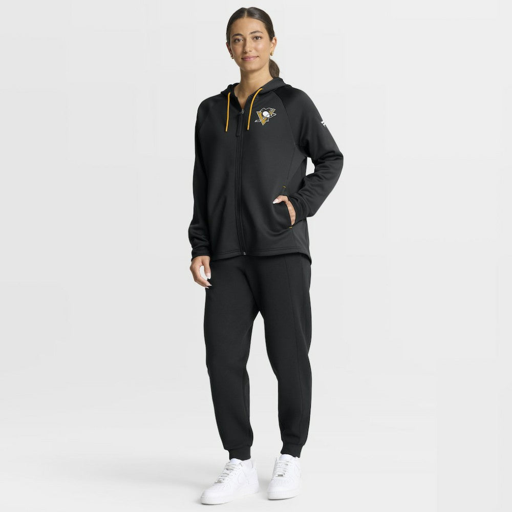 Pittsburgh Penguins Fanatics Women's Authentic Pro Rink Raglan Full-Zip Hoodie - Black Hoodies