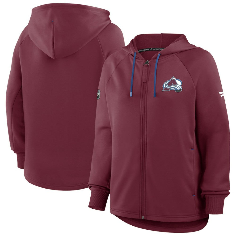 Colorado Avalanche Fanatics Women's Authentic Pro Rink Raglan Full-Zip Hoodie - Burgundy Hoodies