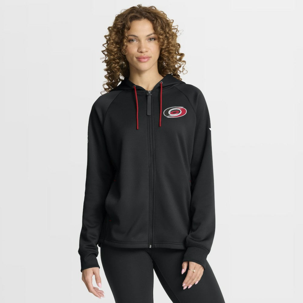 Carolina Hurricanes Fanatics Women's Authentic Pro Rink Raglan Full-Zip Hoodie - Black Hoodies