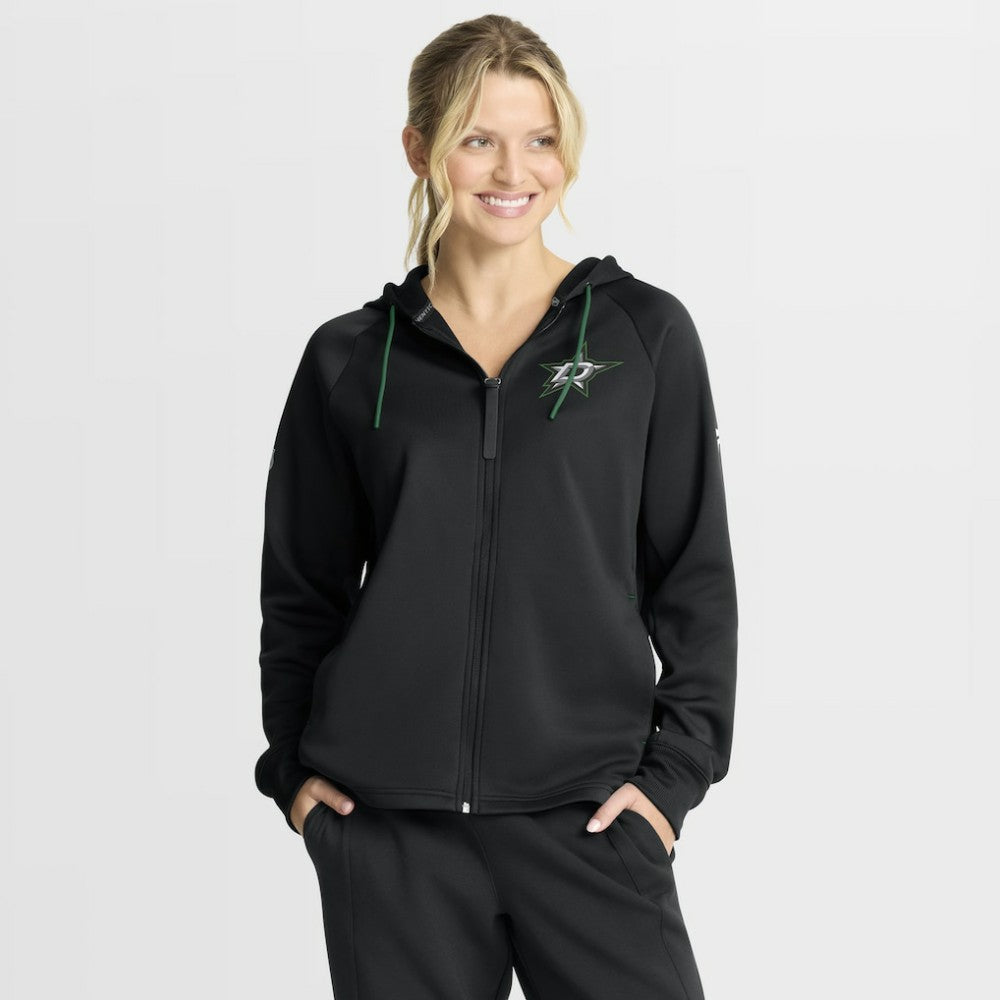 Dallas Stars Fanatics Women's Authentic Pro Rink Raglan Full-Zip Hoodie - Black Hoodies