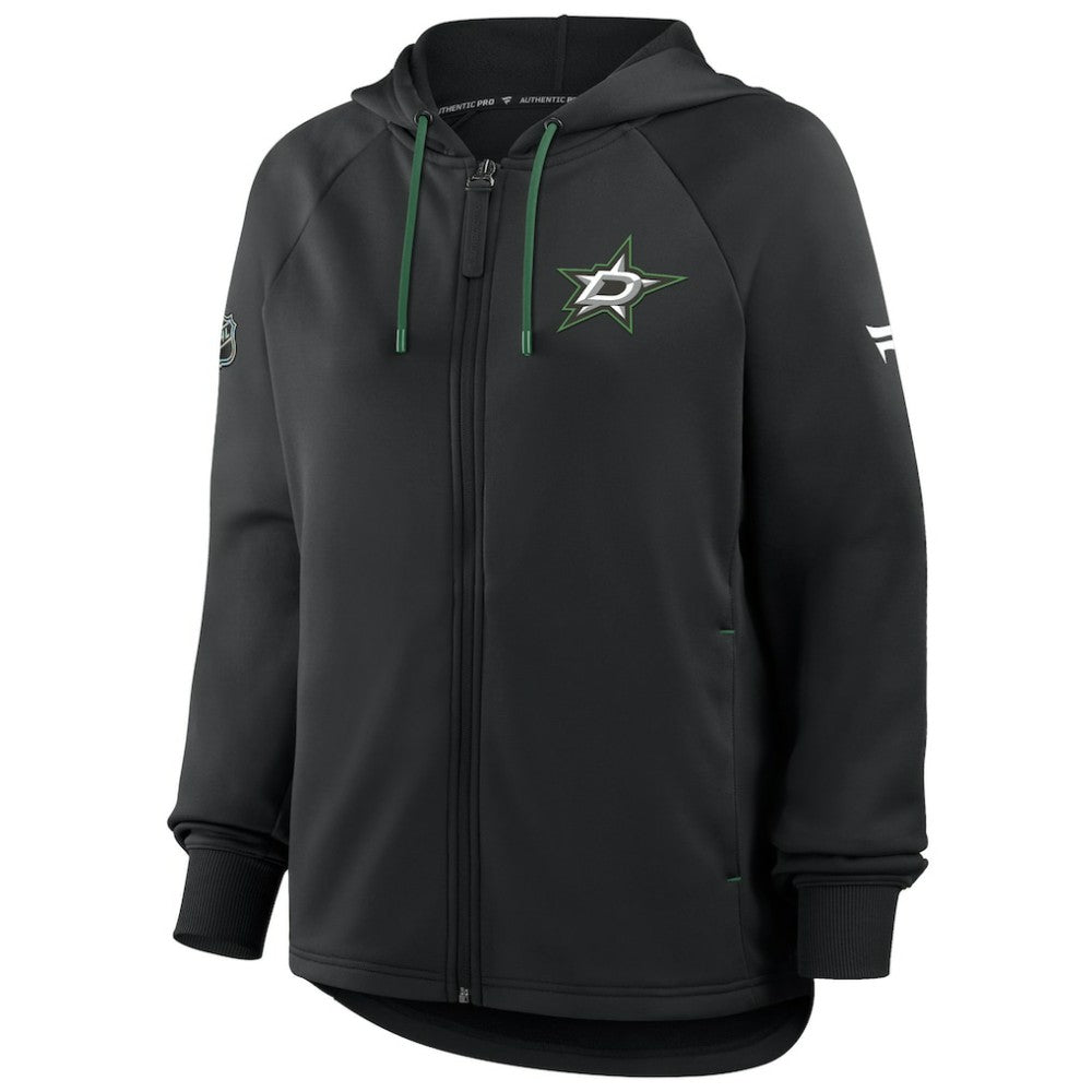 Dallas Stars Fanatics Women's Authentic Pro Rink Raglan Full-Zip Hoodie - Black Hoodies