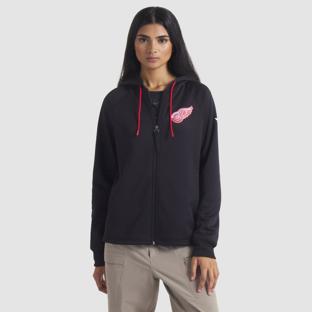Detroit Red Wings Fanatics Women's Authentic Pro Rink Raglan Full-Zip Hoodie - Black Hoodies