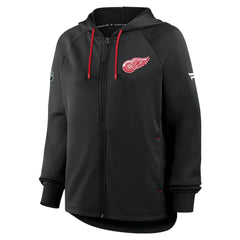 Detroit Red Wings Fanatics Women's Authentic Pro Rink Raglan Full-Zip Hoodie - Black Hoodies