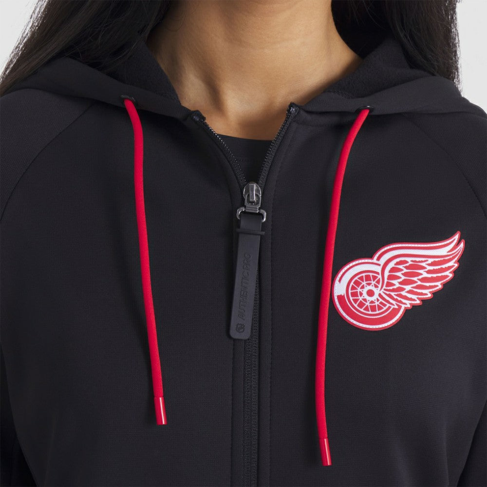 Detroit Red Wings Fanatics Women's Authentic Pro Rink Raglan Full-Zip Hoodie - Black Hoodies